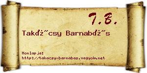 Takácsy Barnabás névjegykártya