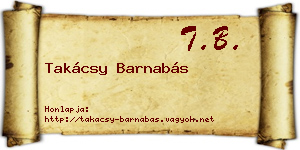 Takácsy Barnabás névjegykártya